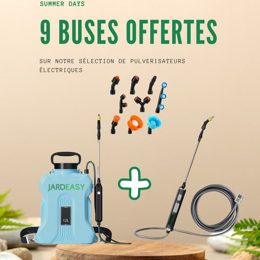 Pack Pulvérisateur à dos 12L + Lance 10m + 9 Buses offertes