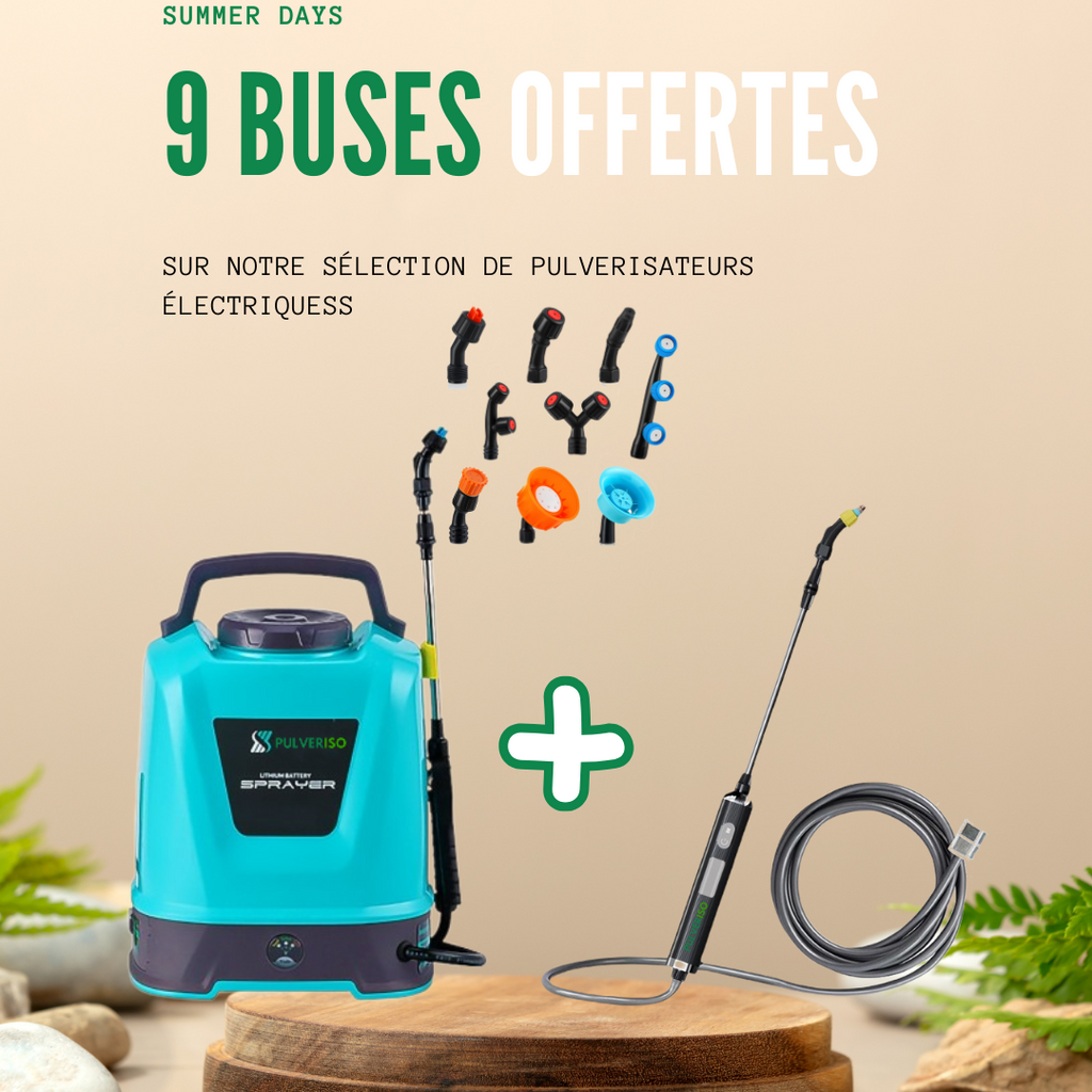 PULVÉRISATEUR ÉLECTRIQUE TOITURE + LANCE TÉLESCOPIQUE PULVÉRISATEUR 10M + 9 BUSES OFFERTES